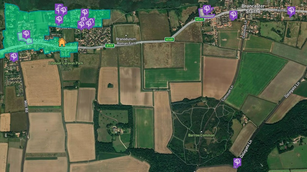 Map Of Tree Preservation Orders in Brancaster